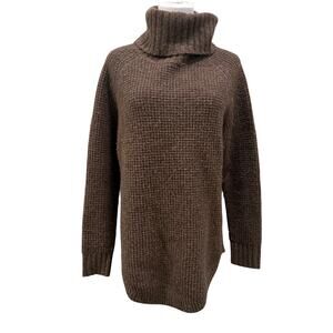 Pendleton Lambs Wool Waffle Knit Turtleneck Sweater Women Small Brown Chunky